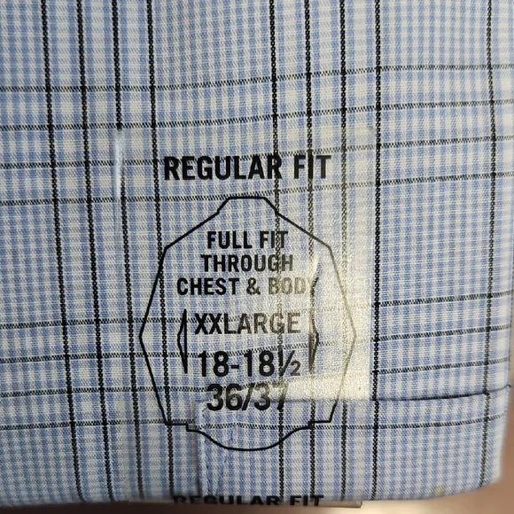 NWT Van Heusen Men's Light Blue Checkered Dress Shirt XXL - Picture 5 of 8